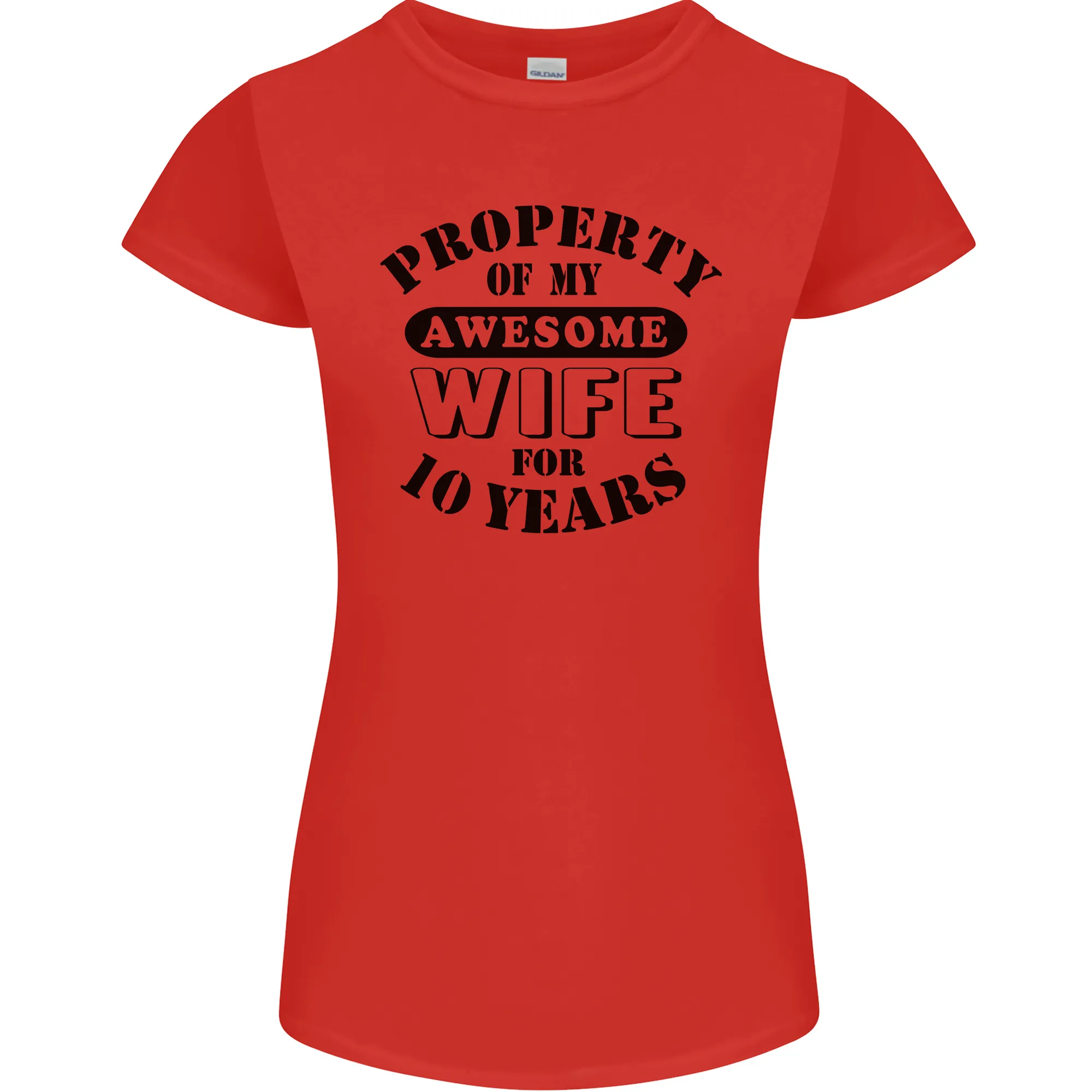 10th Wedding Anniversary 10 Year Funny Wife Womens Petite Cut T-Shirt
