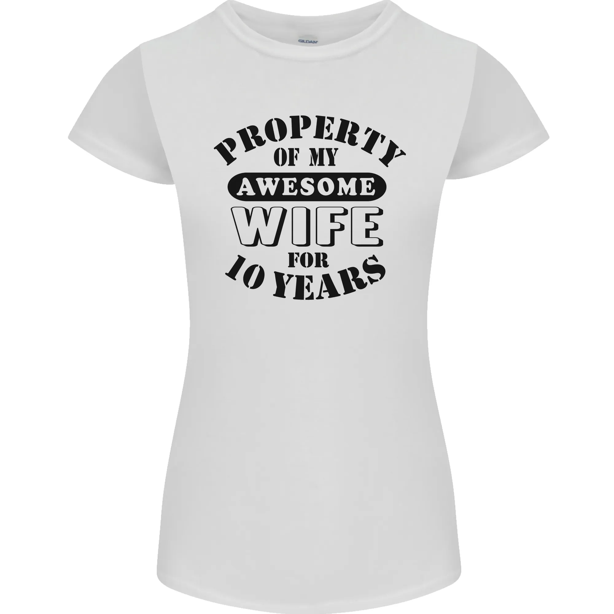 10th Wedding Anniversary 10 Year Funny Wife Womens Petite Cut T-Shirt