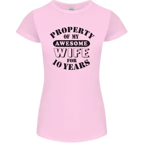 10th Wedding Anniversary 10 Year Funny Wife Womens Petite Cut T-Shirt
