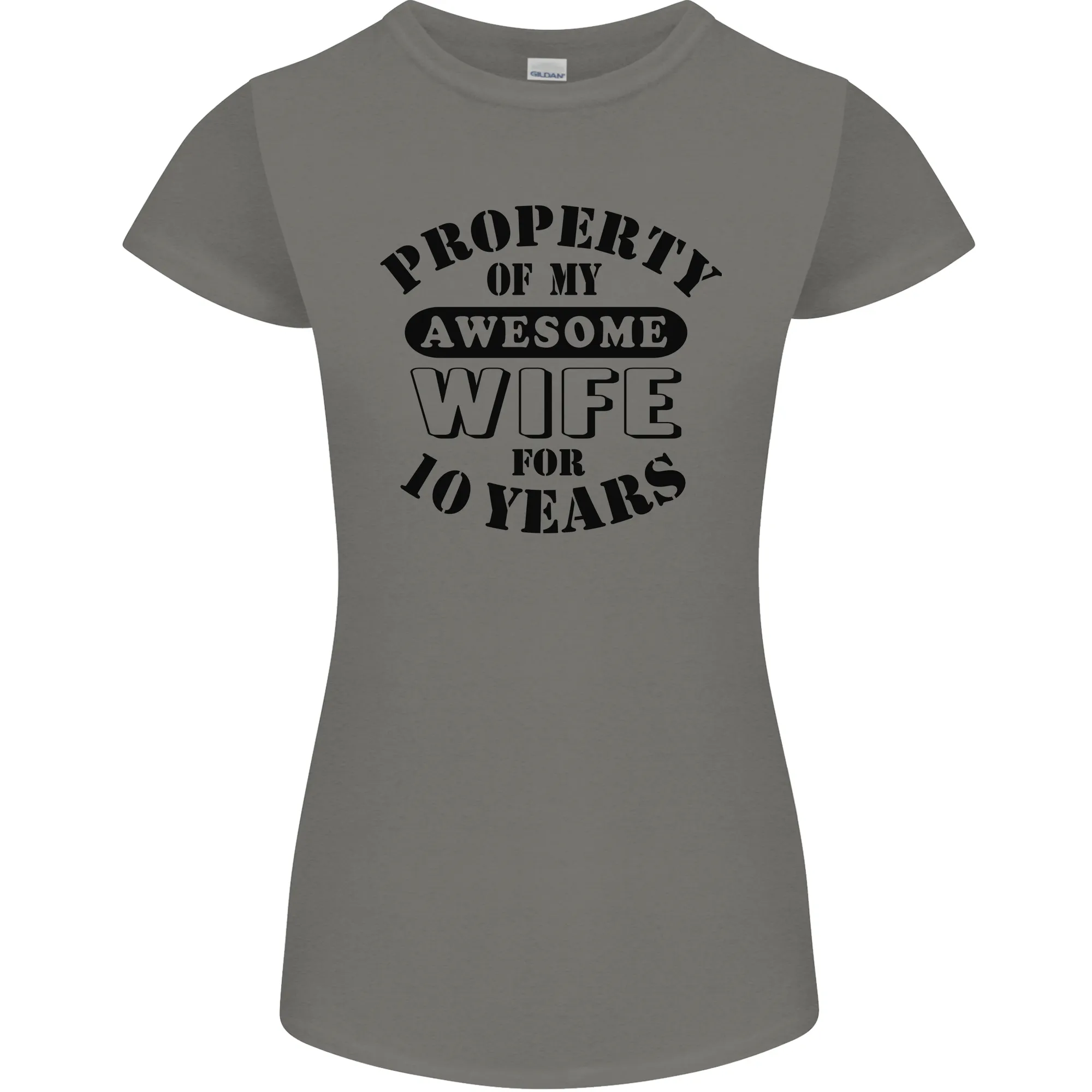 10th Wedding Anniversary 10 Year Funny Wife Womens Petite Cut T-Shirt