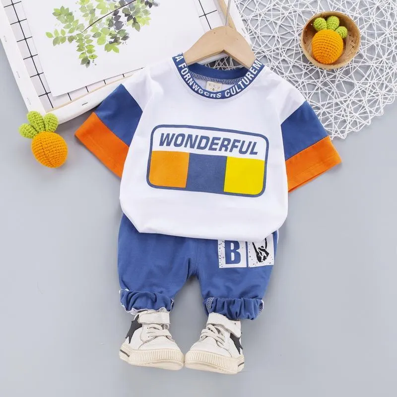 2-piece Color-block T-shirt & Pants for Children Boy