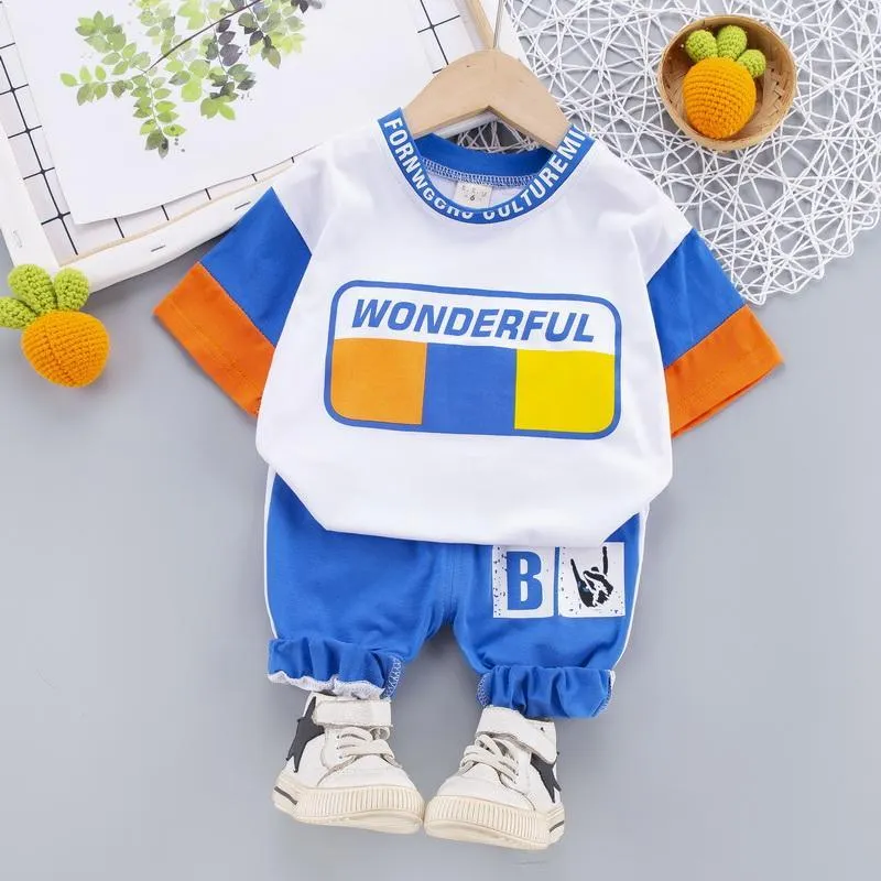 2-piece Color-block T-shirt & Pants for Children Boy