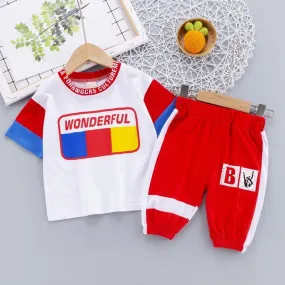 2-piece Color-block T-shirt & Pants for Children Boy