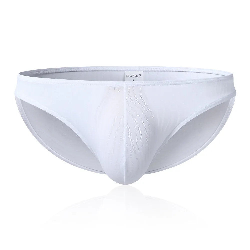 3D Pouch Translucent Ice Silk Low Waist Solid Color Briefs