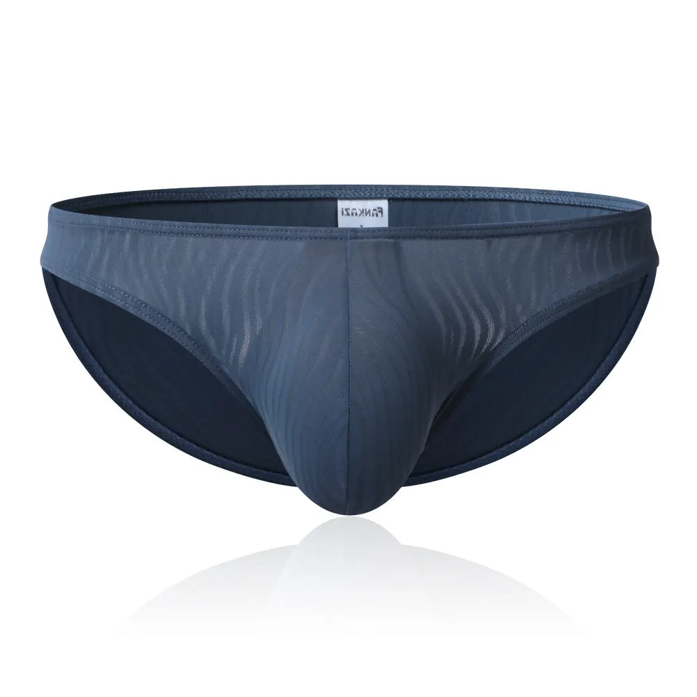 3D Pouch Translucent Ice Silk Low Waist Solid Color Briefs