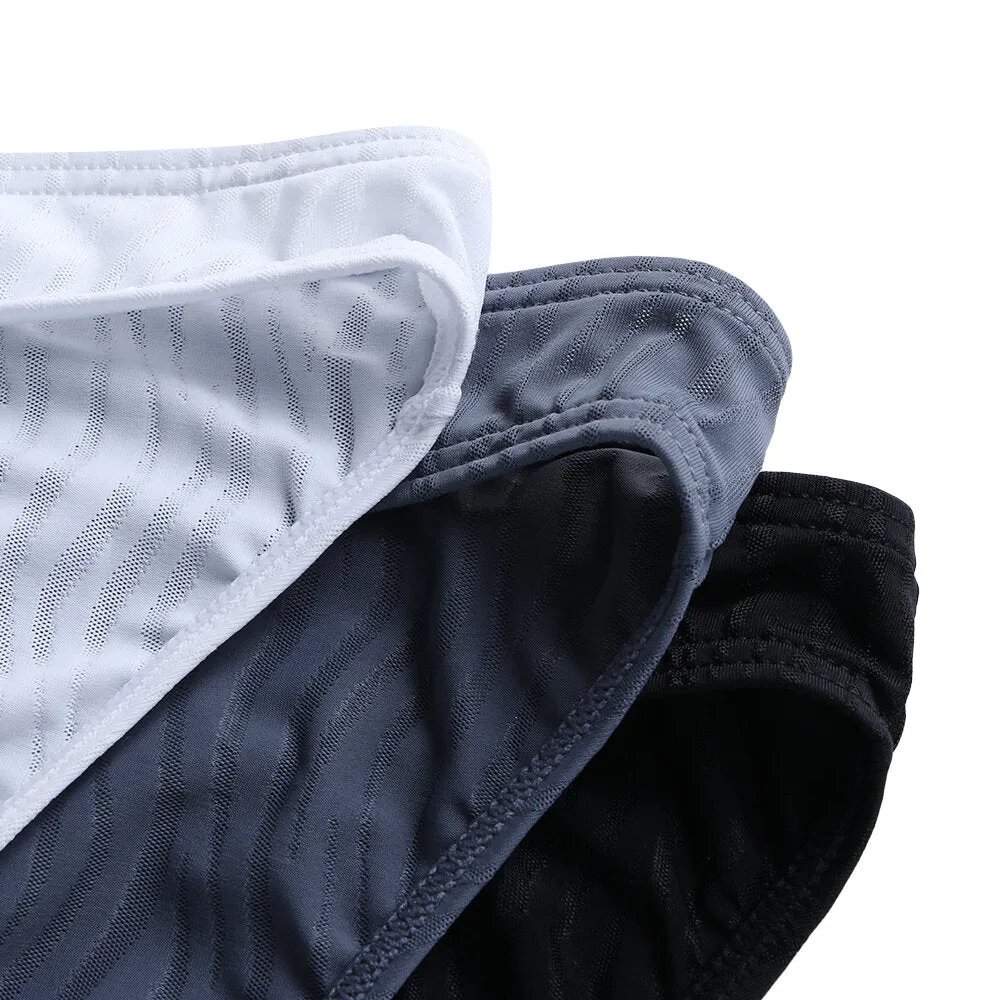 3D Pouch Translucent Ice Silk Low Waist Solid Color Briefs