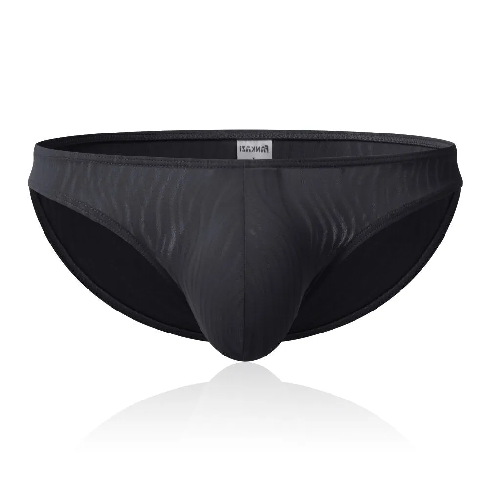 3D Pouch Translucent Ice Silk Low Waist Solid Color Briefs