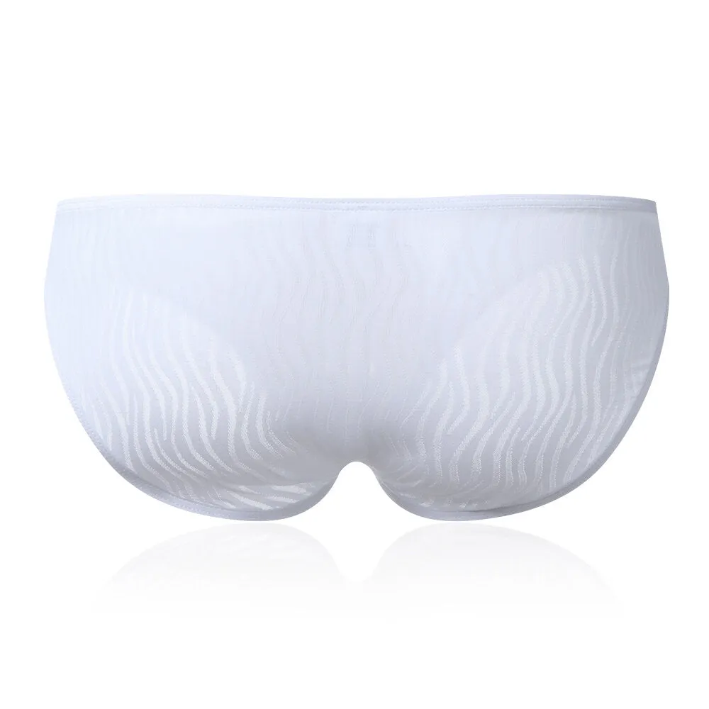 3D Pouch Translucent Ice Silk Low Waist Solid Color Briefs