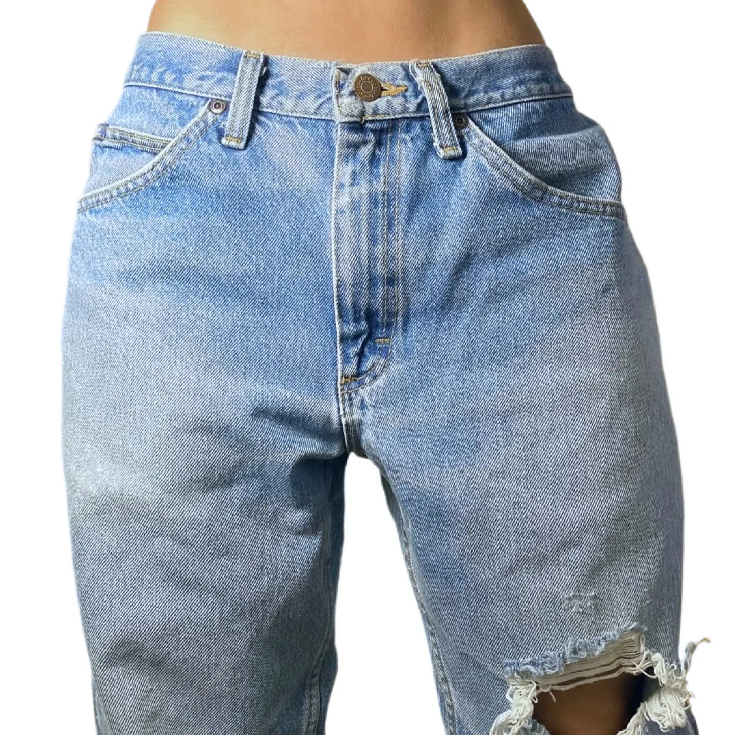 90’s Distressed Light Wash Lee Jeans (L)