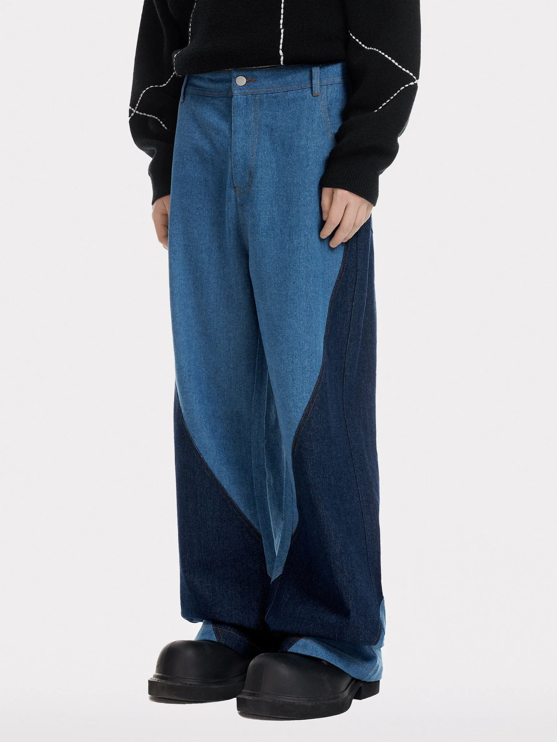 Aelfric Eden Color Blocking Patchwork Loose Jeans
