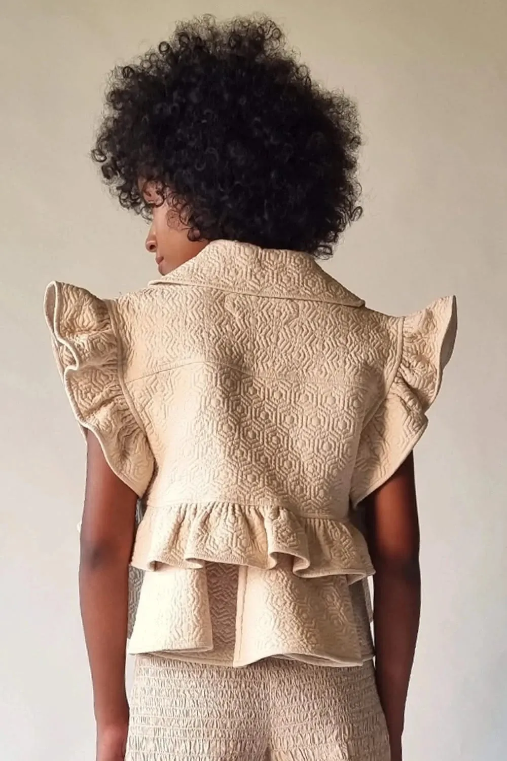 Aged Ivory Cotton Quilted Jacket