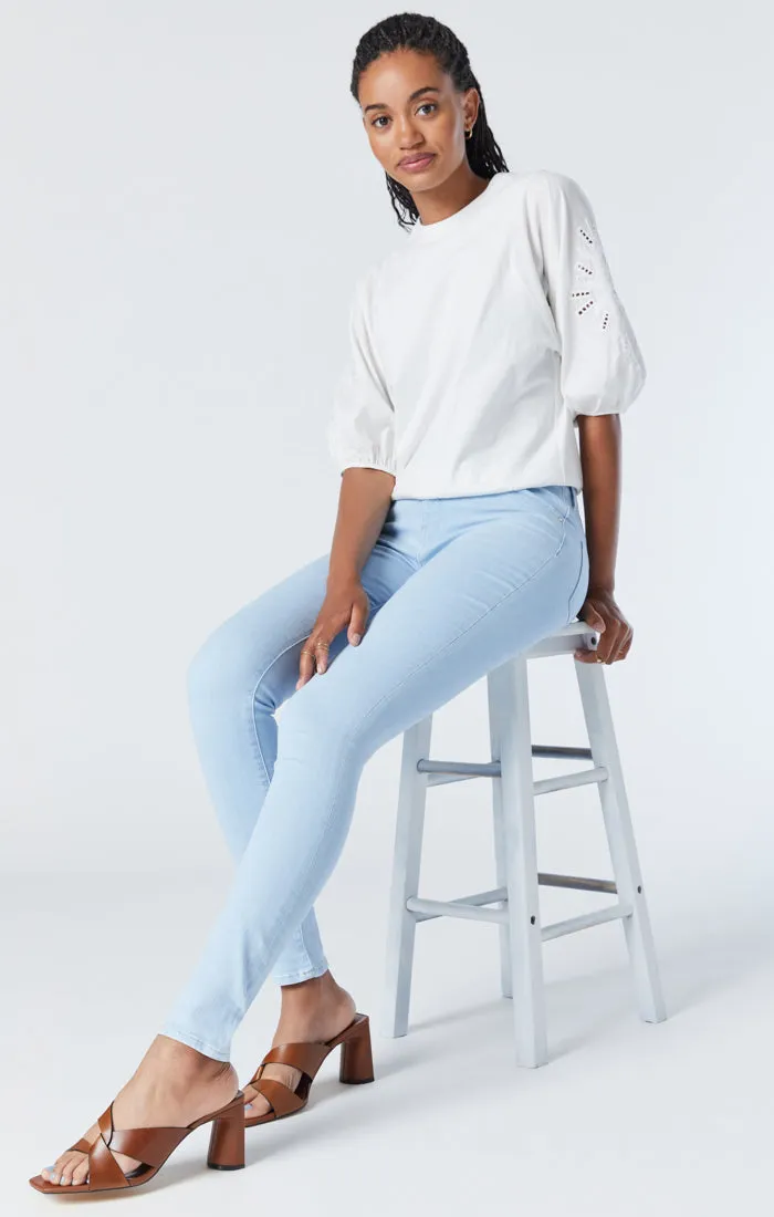 ALISSA SUPER SKINNY JEANS IN ICE BLUE FEATHER BLUE