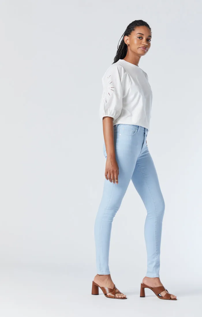 ALISSA SUPER SKINNY JEANS IN ICE BLUE FEATHER BLUE