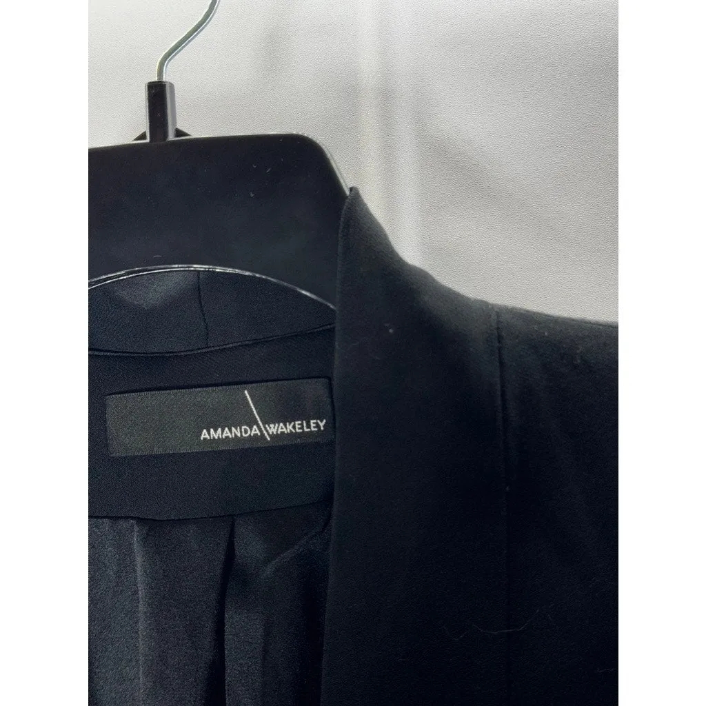 AMANDA WAKELEY Women's Solid Black Hook Closure Blazer SZ 6