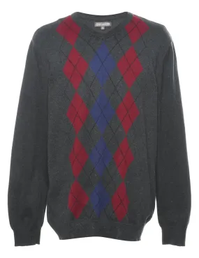 Argyle Dark Grey Jumper - XL
