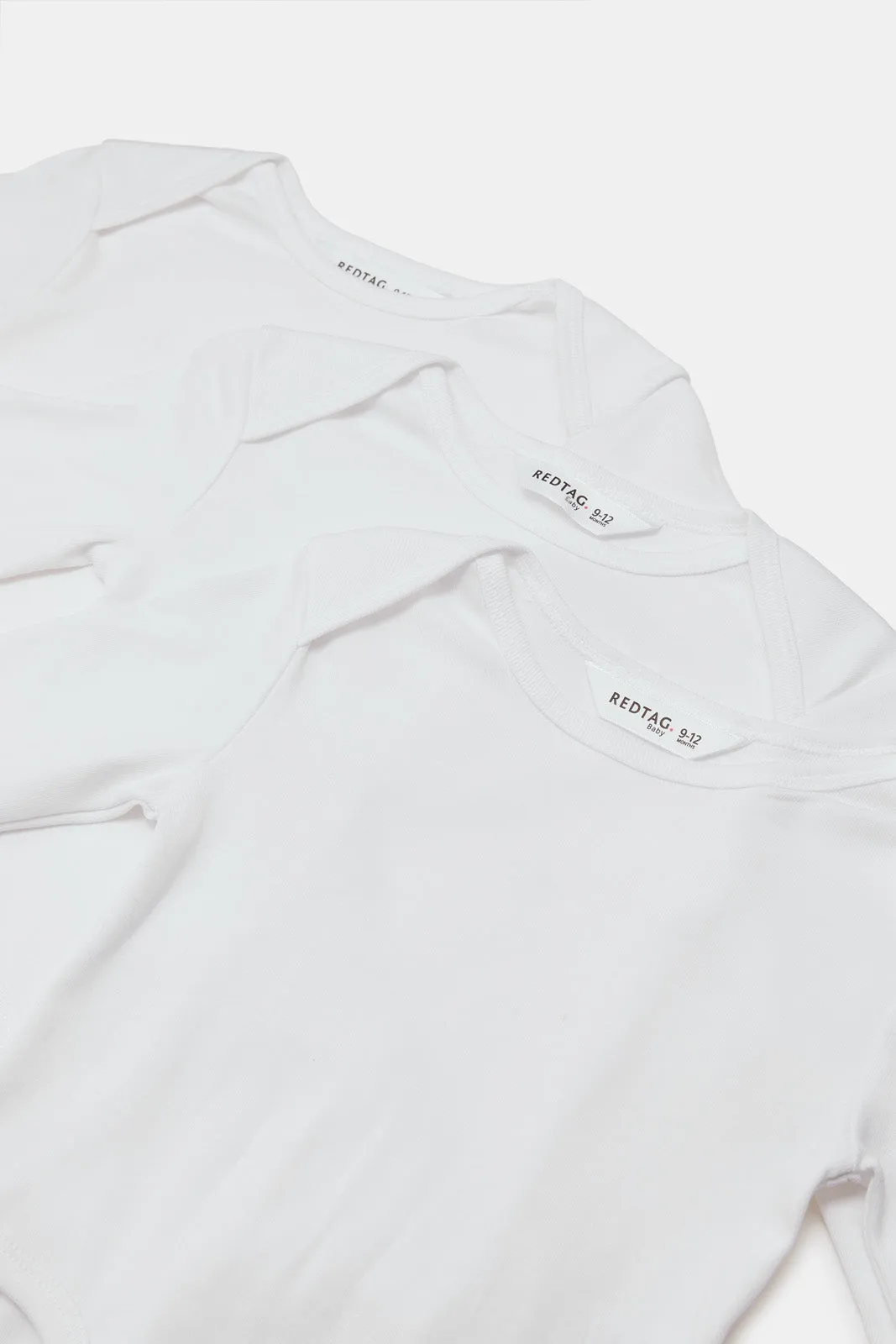 Babies White Long Sleeve Plain Bodysuits (Pack Of 3)