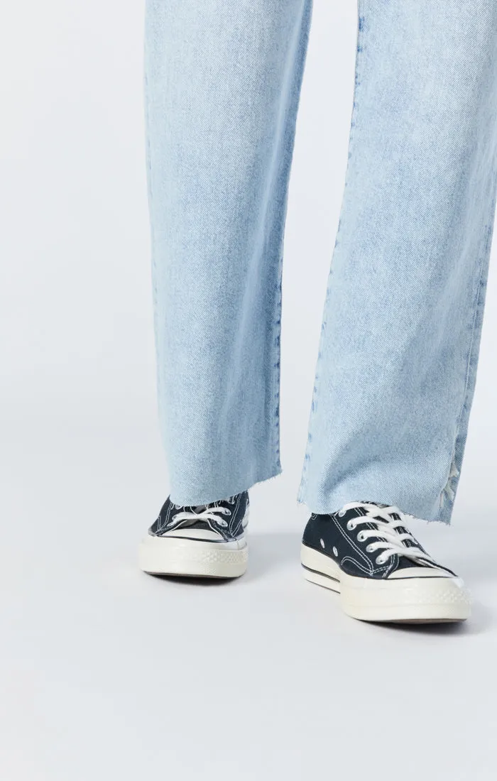 BARCELONA WIDE LEG JEANS IN BLEACHED RIPPED ORGANIC BLUE