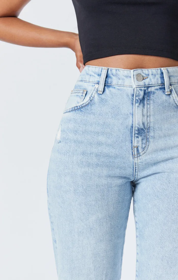 BARCELONA WIDE LEG JEANS IN BLEACHED RIPPED ORGANIC BLUE