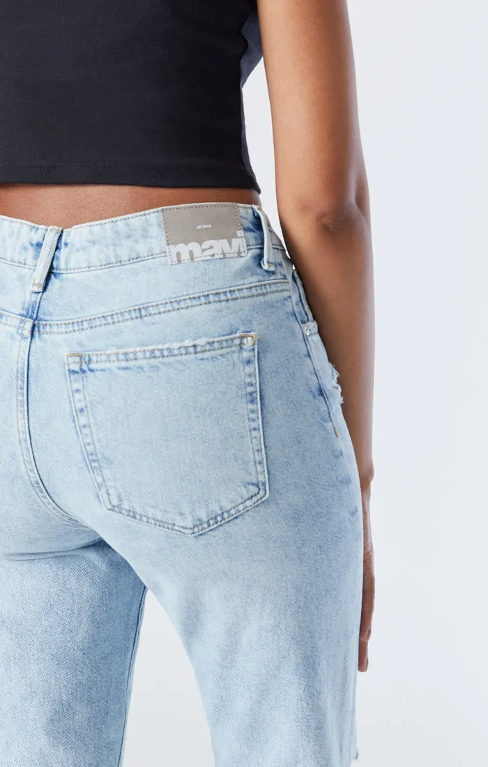 BARCELONA WIDE LEG JEANS IN BLEACHED RIPPED ORGANIC BLUE
