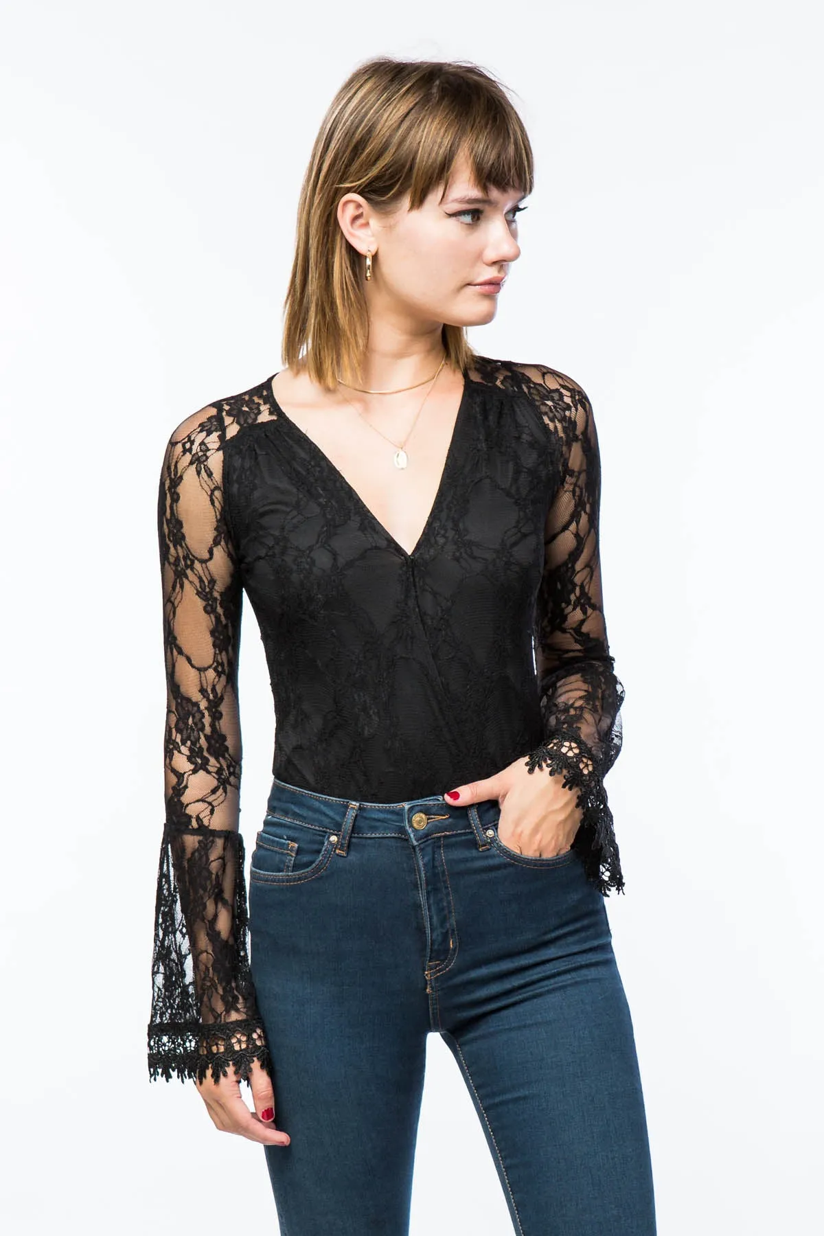 Bell Sleeve Lace Bodysuit