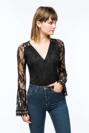 Bell Sleeve Lace Bodysuit