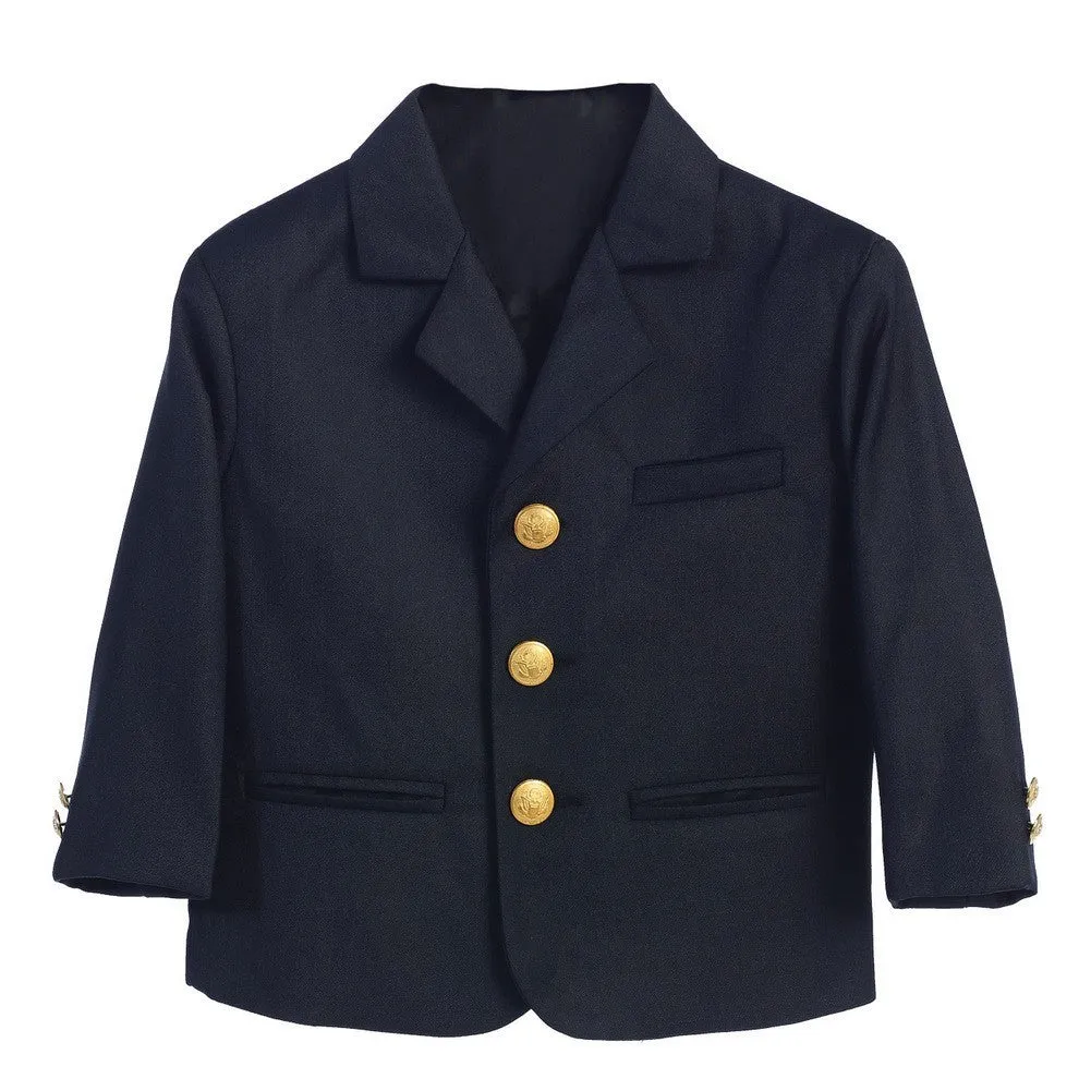 Big Boys Navy Golden Buttons Special Occasion Blazer 8-14