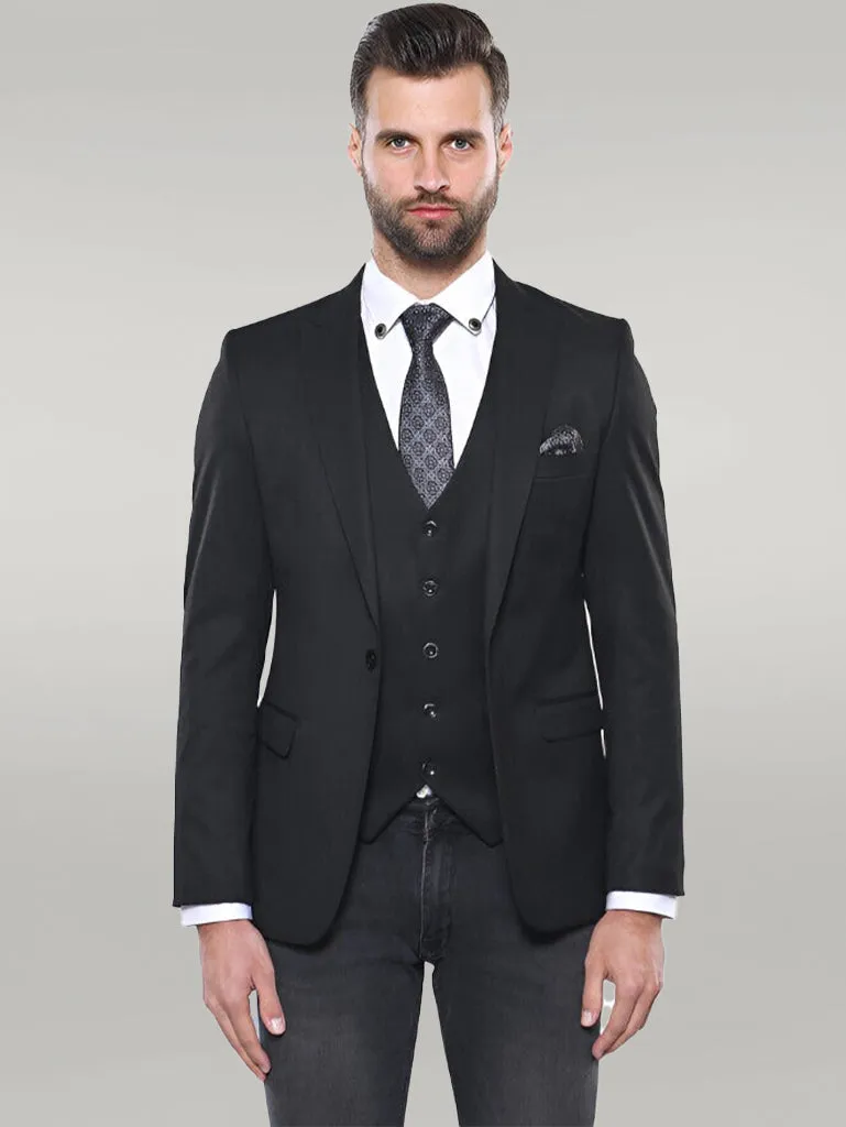 Black Blazer Vest Set - Wessi