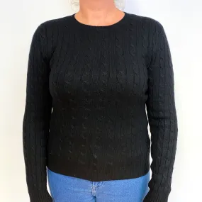 Black Cable Cashmere Crew Neck Jumper Large