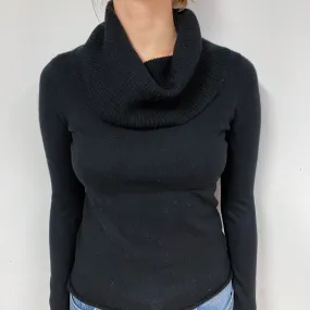 Black Cashmere Cowl Neck Jumper Small