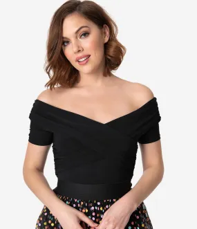 Black Off Shoulder Short Sleeve Bodysuit