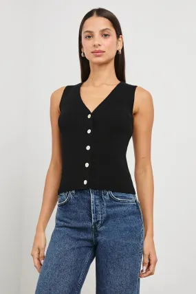 Black Rib Knit Rosa Vest
