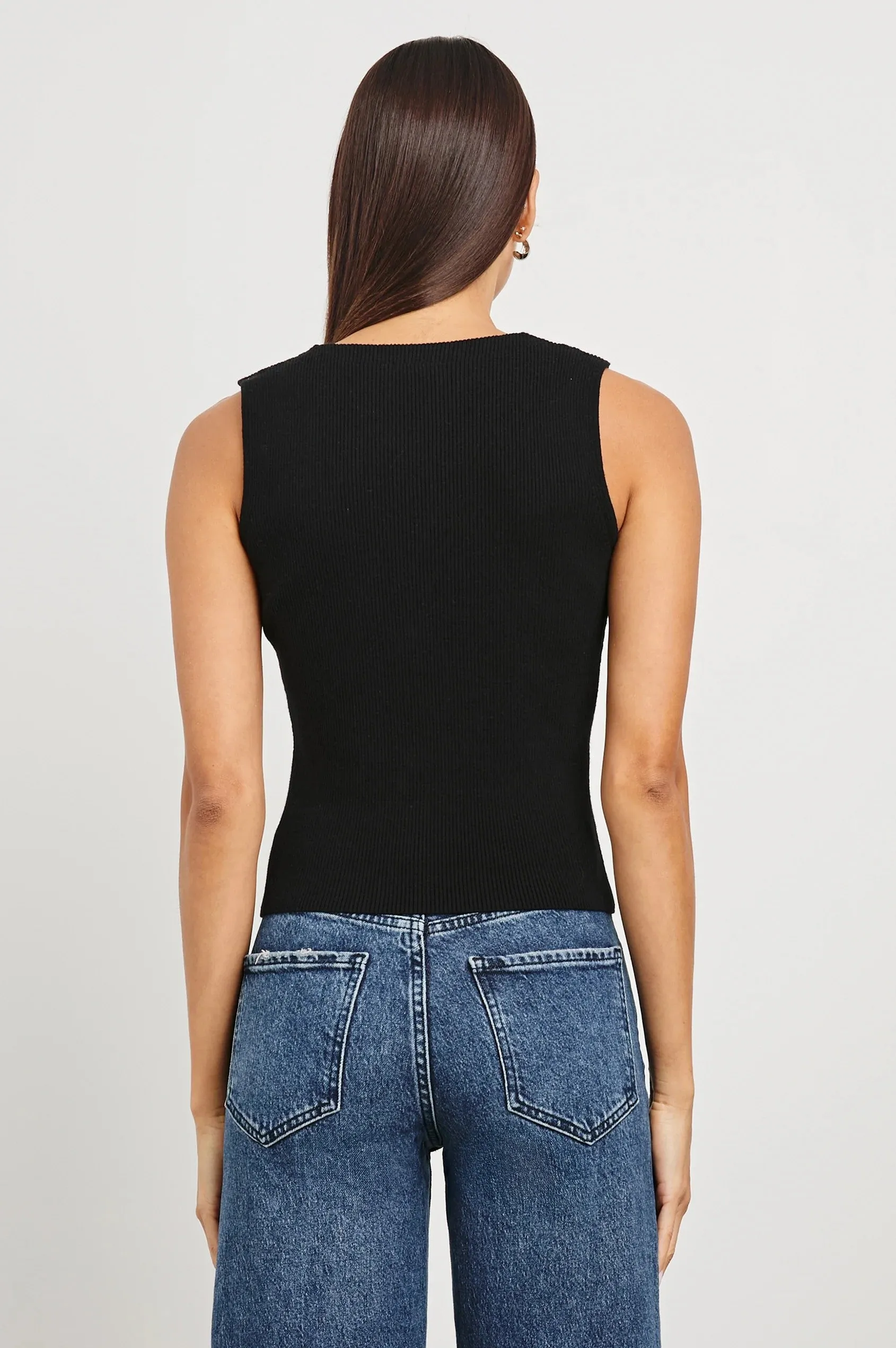 Black Rib Knit Rosa Vest