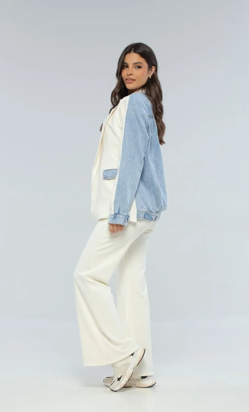 Blazer Denim Azul/Beige
