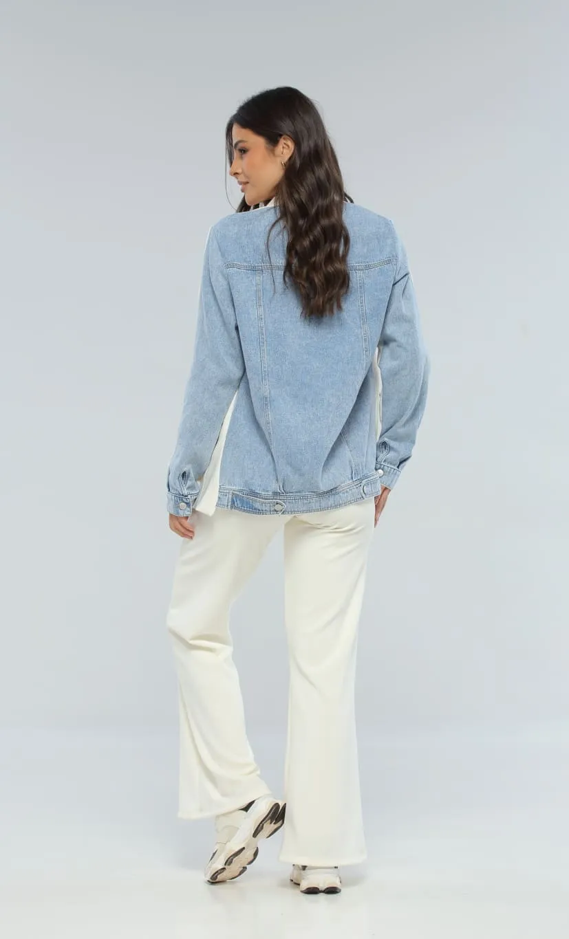 Blazer Denim Azul/Beige