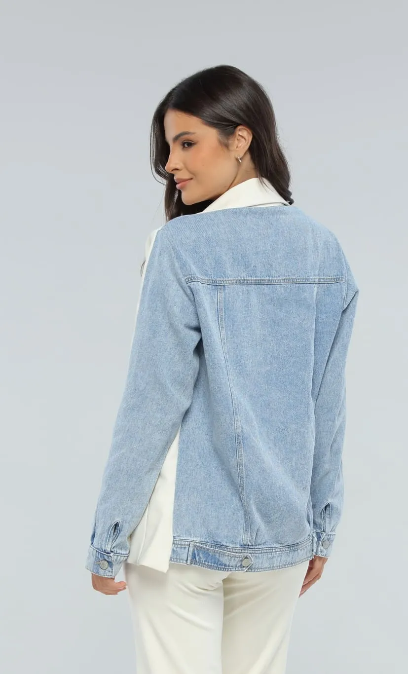 Blazer Denim Azul/Beige