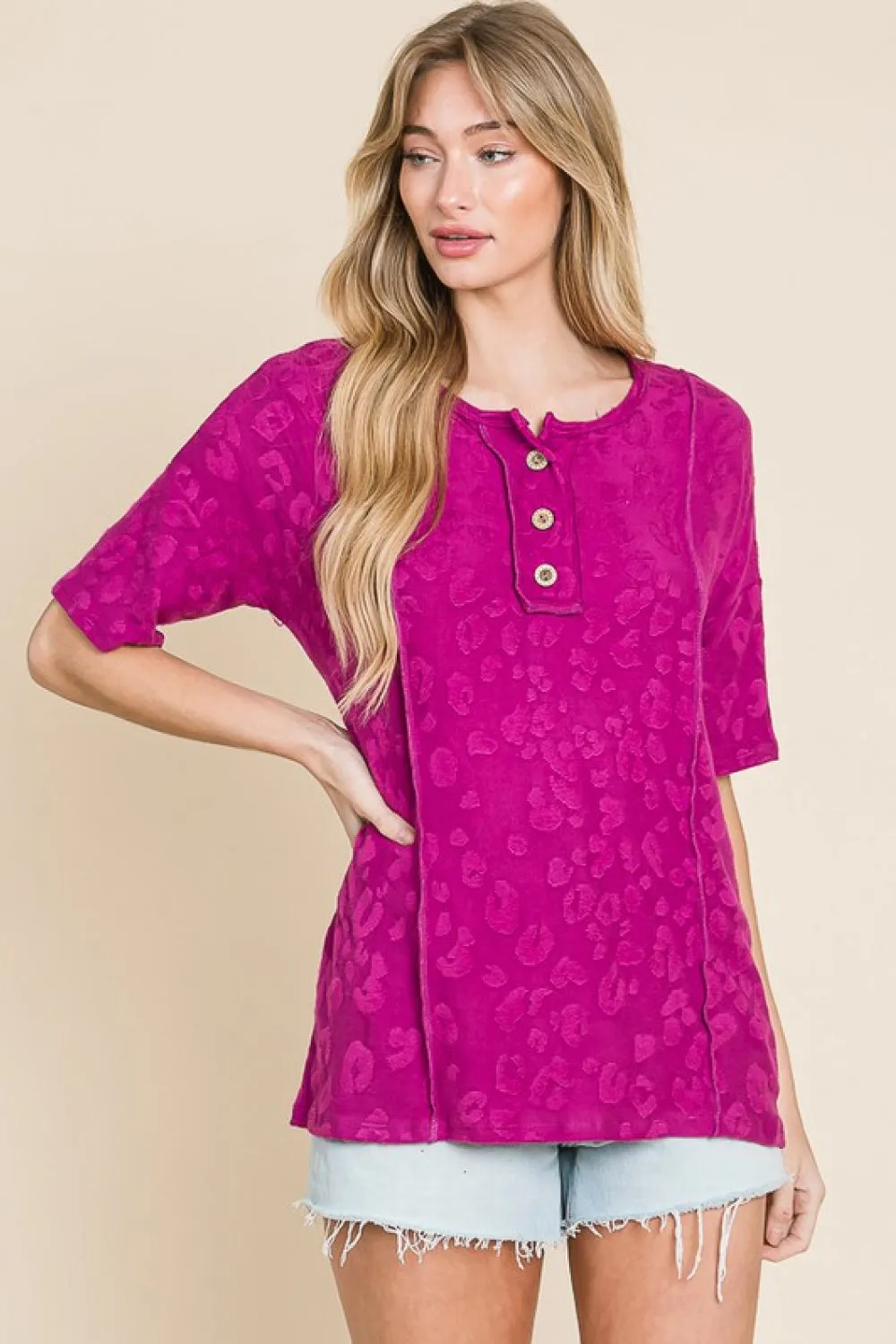 BOMBOM At The Fair Animal Textured Top - Ships from The US