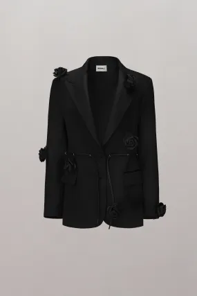 Bonding Rose Blazer - Black/Black Silk Roses