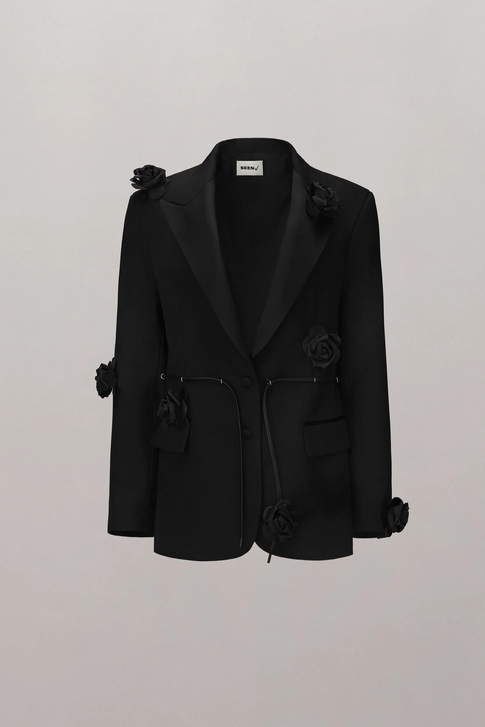 Bonding Rose Blazer - Black/Black Silk Roses