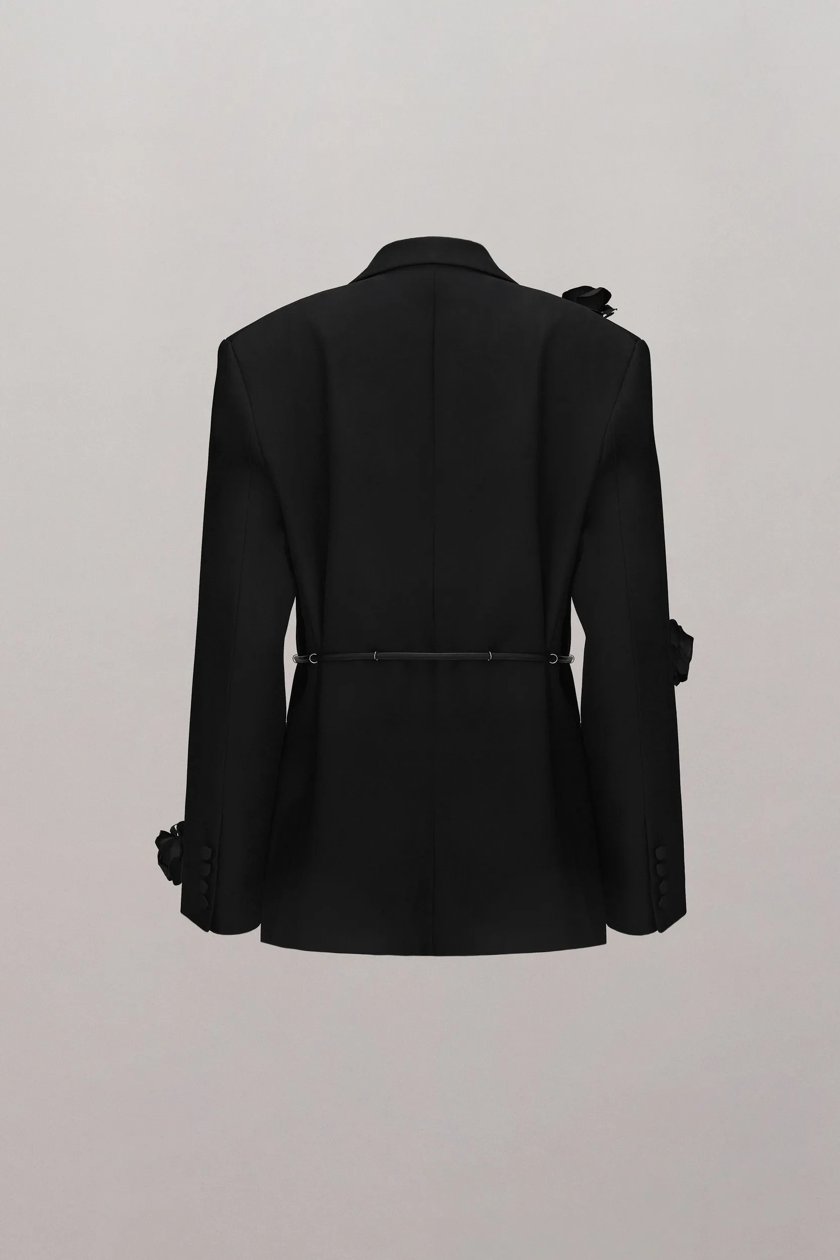 Bonding Rose Blazer - Black/Black Silk Roses