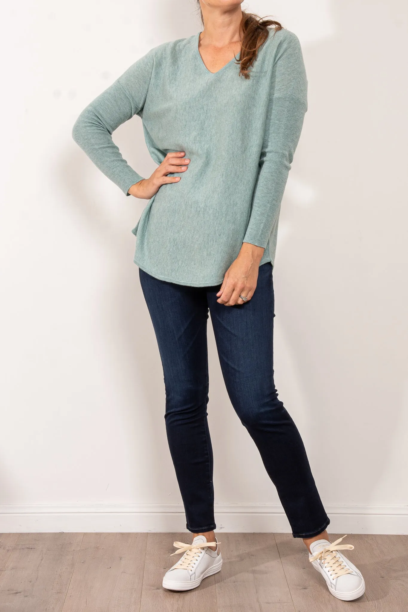 Bridge & Lord Curved Hem V Neck Jumper