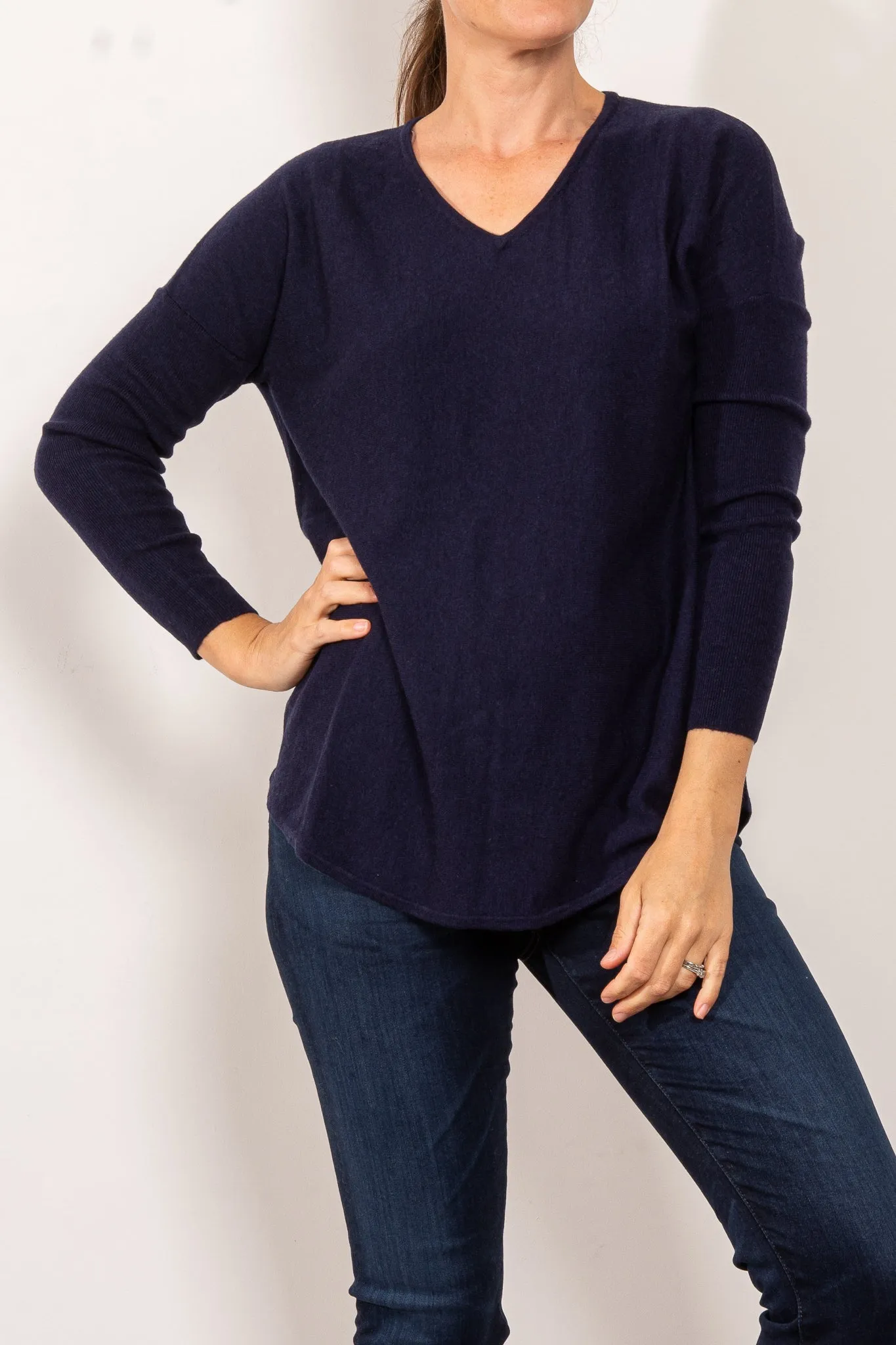 Bridge & Lord Curved Hem V Neck Jumper