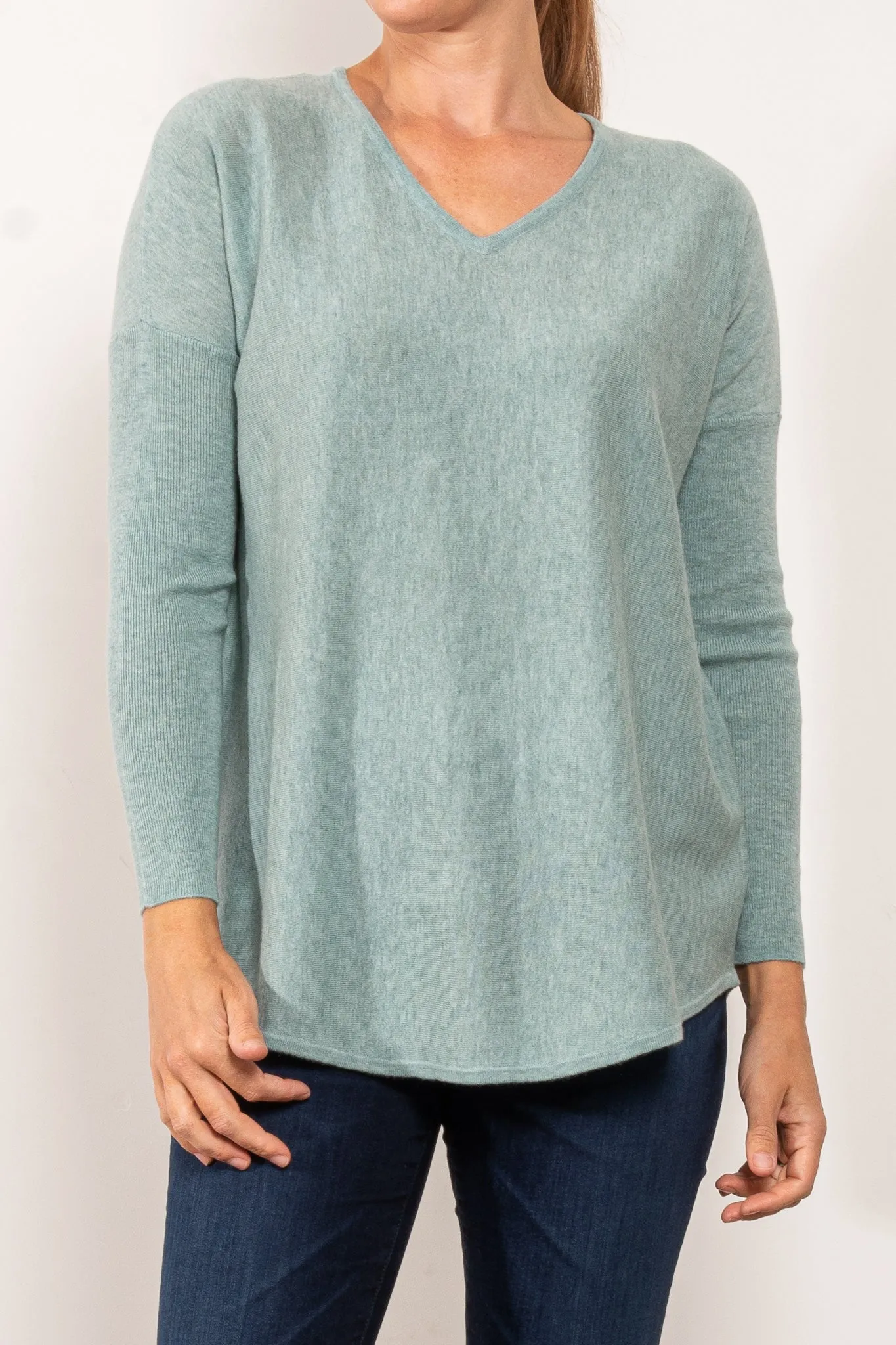 Bridge & Lord Curved Hem V Neck Jumper