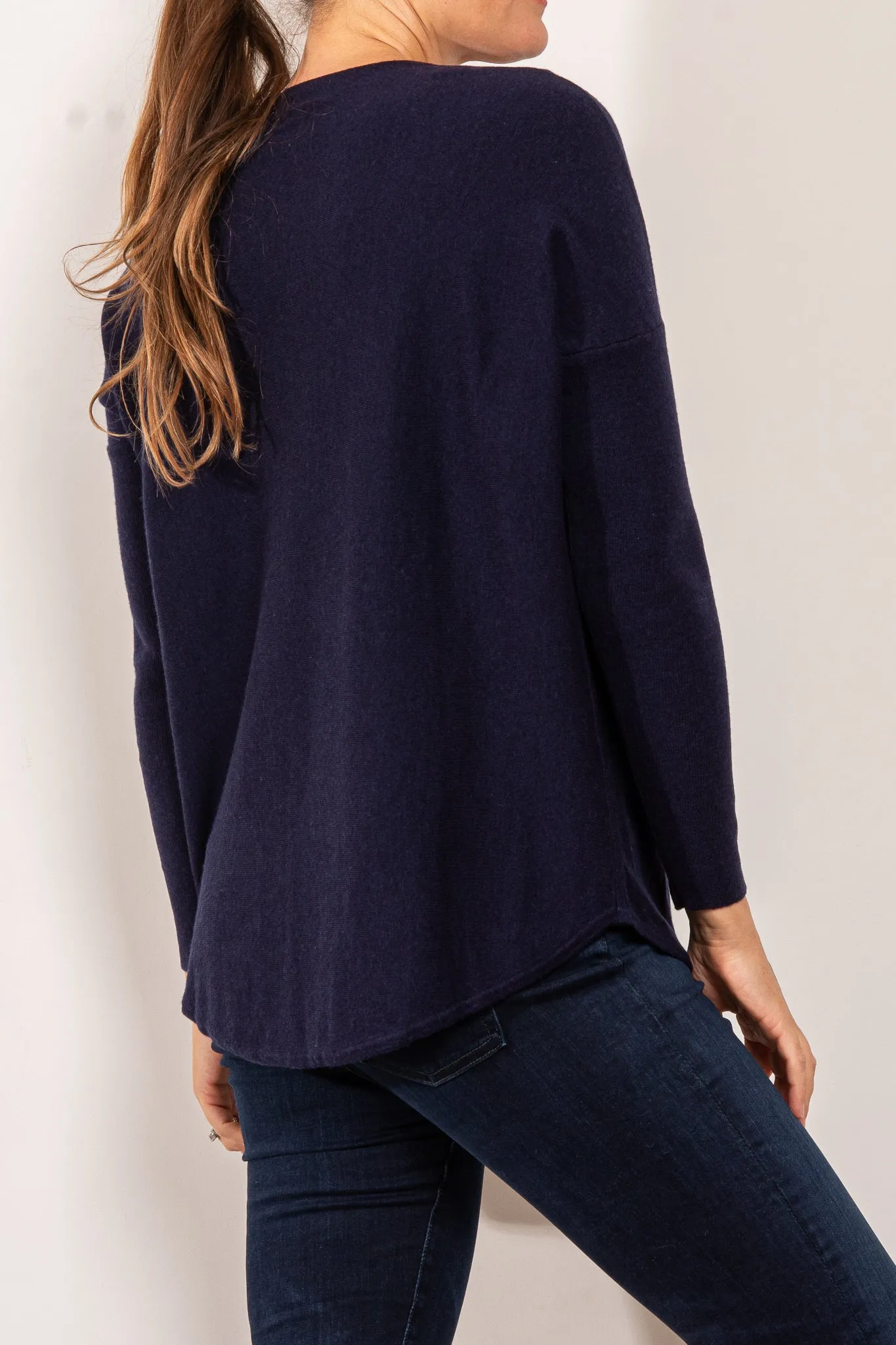 Bridge & Lord Curved Hem V Neck Jumper