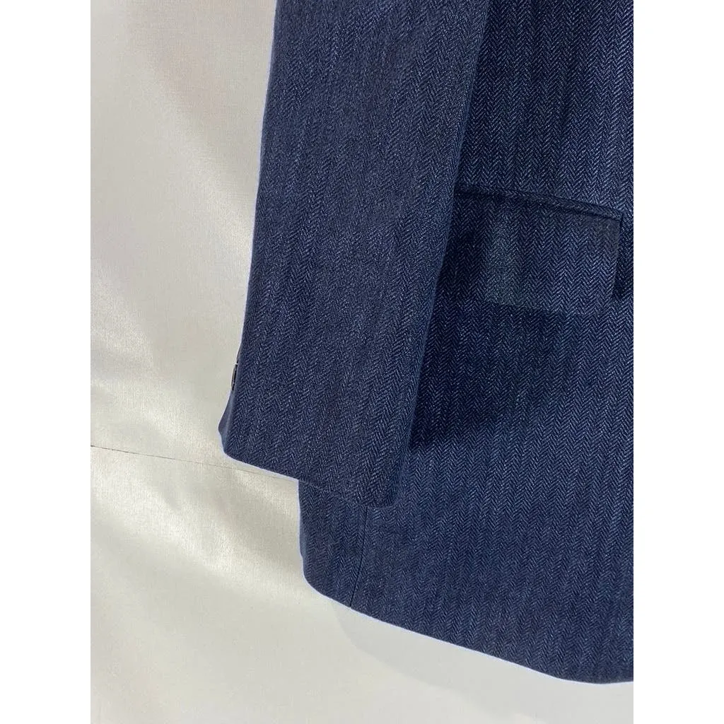 BROOKS BROTHERS 1818 Men's Blue Herringbone Two-Button Silk Blend Blazer SZ 41R