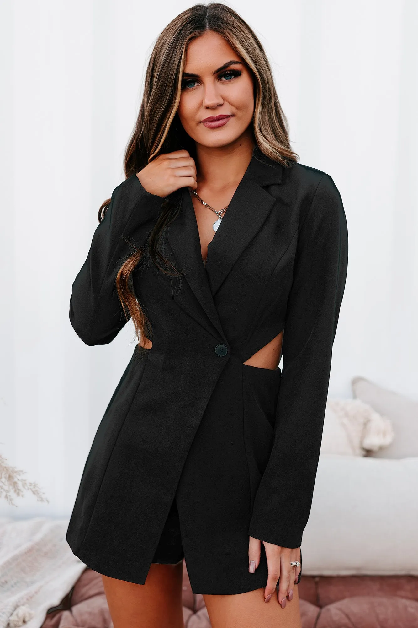 Call Me Boss Lady Nanamacs Original Blazer Romper (Black)