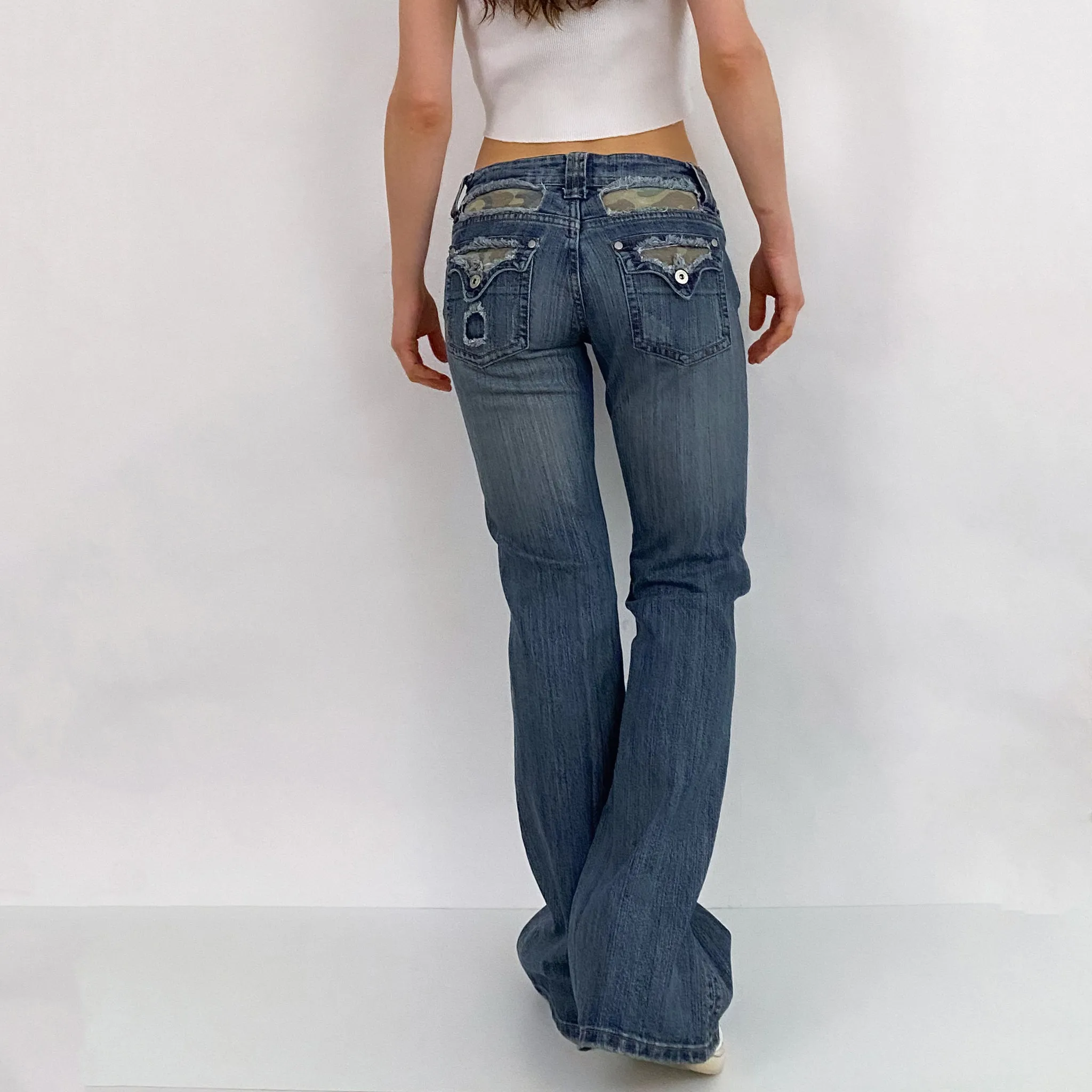 Camo Destructed Jeans - Medium