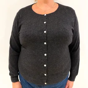 Charcoal Grey Cashmere V-Neck Cardigan Extra Large