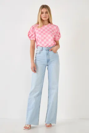 Chess Print Knit Top