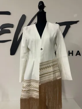 Cream Tribal Fringe Blazer | SIZE S | FINAL SALE