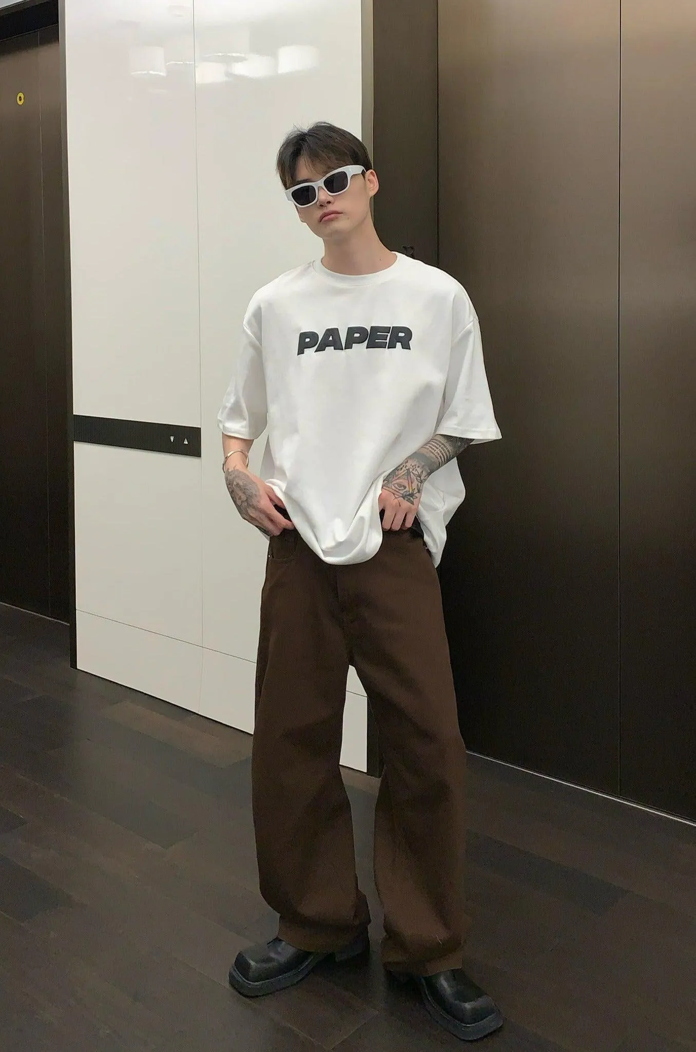 Cui Plain Solid Color Wide Jeans